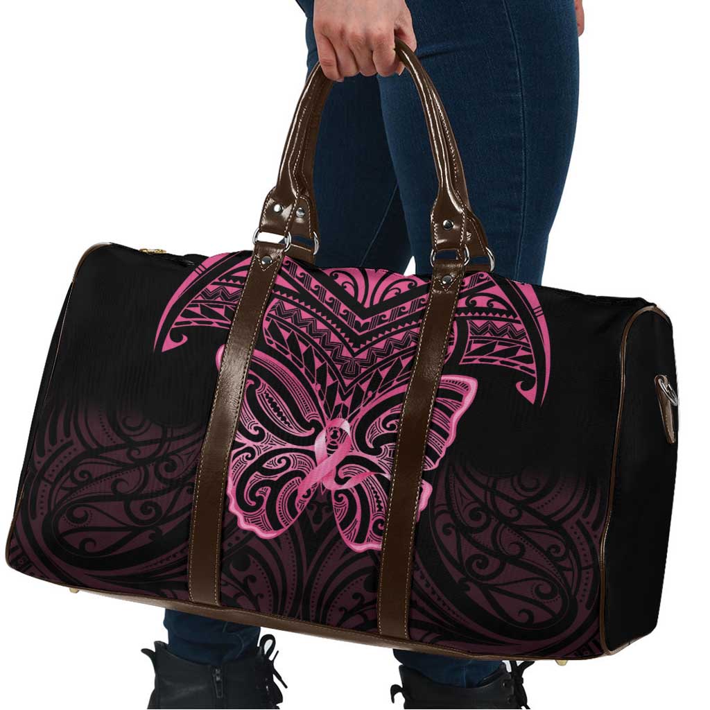 New Zealand Breast Cancer Awareness Travel Bag Maori Butterfly Pink Ribbon Black Version LT14 - Polynesian Pride