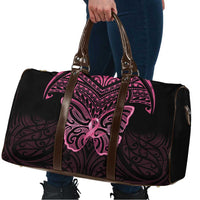 New Zealand Breast Cancer Awareness Travel Bag Maori Butterfly Pink Ribbon Black Version LT14 - Polynesian Pride
