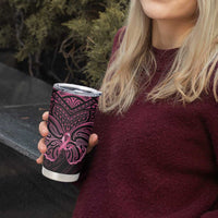 New Zealand Breast Cancer Awareness Tumbler Cup Maori Butterfly Pink Ribbon Black Version LT14 - Polynesian Pride