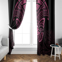 New Zealand Breast Cancer Awareness Window Curtain Maori Butterfly Pink Ribbon Black Version LT14 - Polynesian Pride