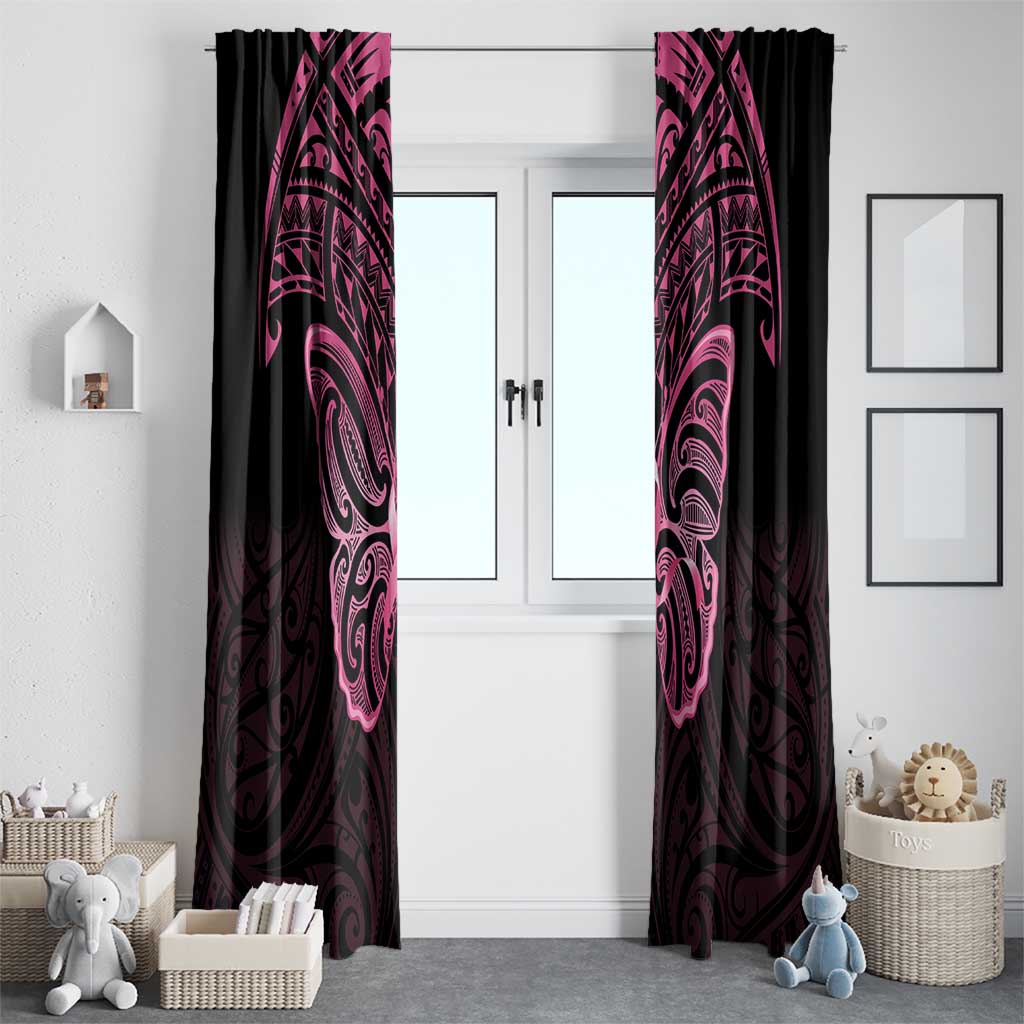 New Zealand Breast Cancer Awareness Window Curtain Maori Butterfly Pink Ribbon Black Version LT14 - Polynesian Pride