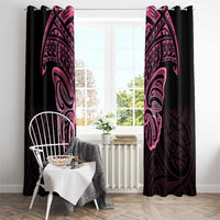 New Zealand Breast Cancer Awareness Window Curtain Maori Butterfly Pink Ribbon Black Version LT14 - Polynesian Pride