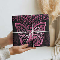 New Zealand Breast Cancer Awareness Wrapping Paper Maori Butterfly Pink Ribbon Black Version LT14 - Polynesian Pride
