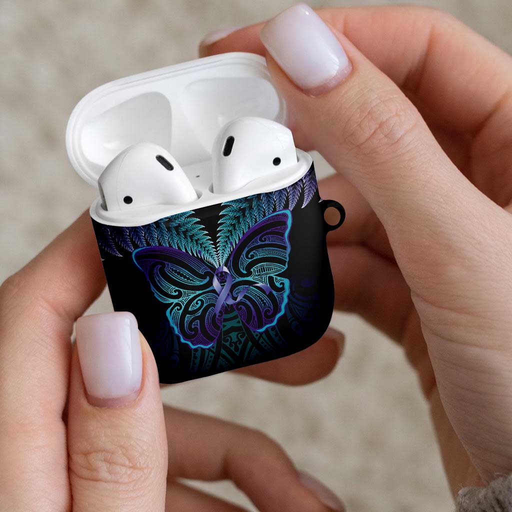 Suicide Prevention New Zealand AirPods Case Aotearoa Maori Butterfly Mix Silver Fern LT14 - Polynesian Pride