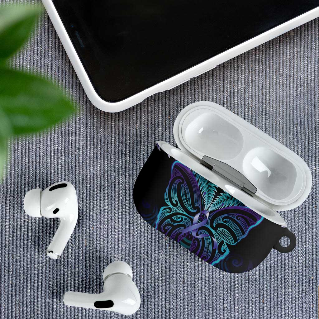 Suicide Prevention New Zealand AirPods Case Aotearoa Maori Butterfly Mix Silver Fern LT14 - Polynesian Pride
