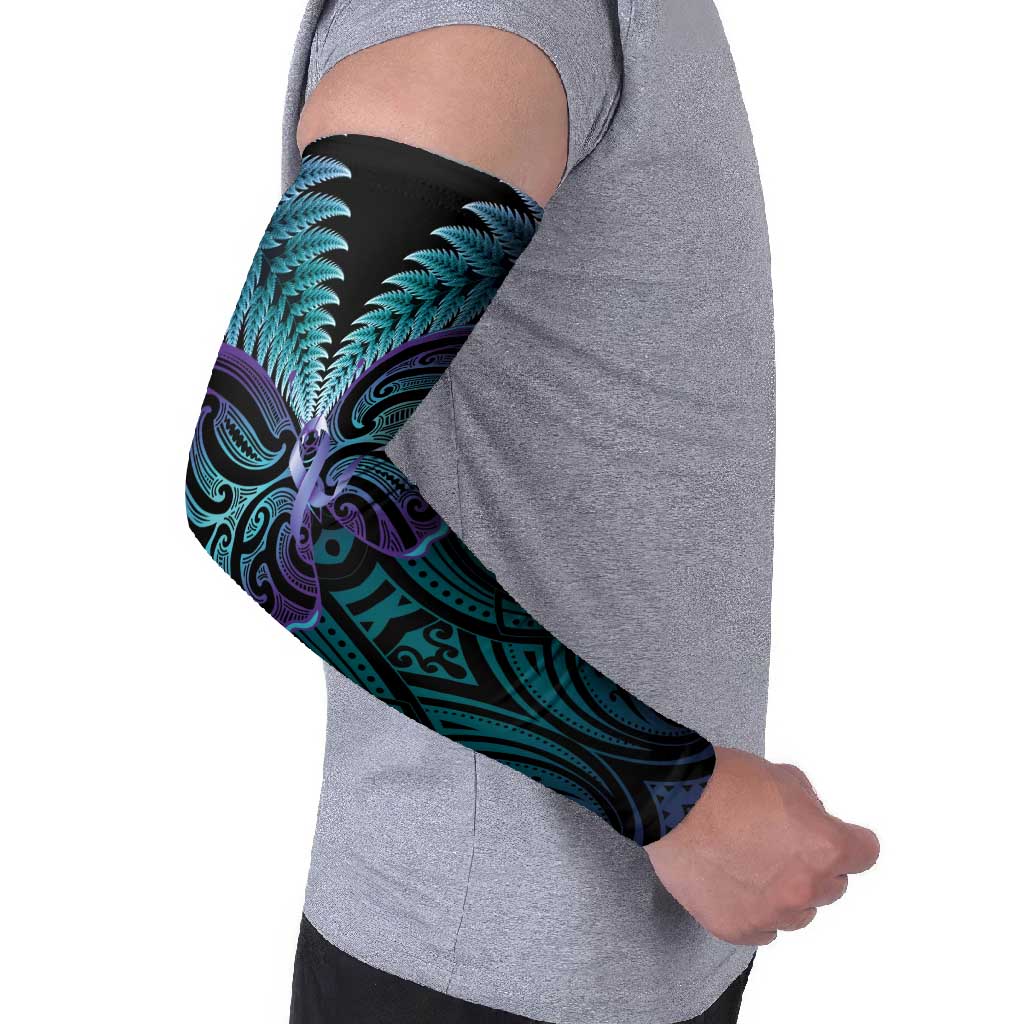 Suicide Prevention New Zealand Arm Sleeves Aotearoa Maori Butterfly Mix Silver Fern LT14 - Polynesian Pride