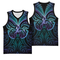 Suicide Prevention New Zealand Basketball Jersey Aotearoa Maori Butterfly Mix Silver Fern LT14 - Polynesian Pride