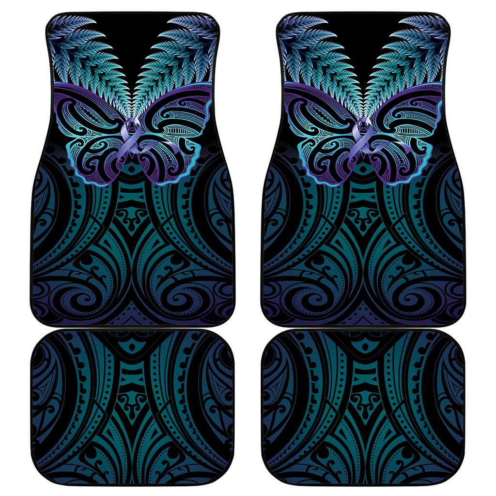 Suicide Prevention New Zealand Car Mats Aotearoa Maori Butterfly Mix Silver Fern LT14 - Polynesian Pride
