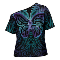 Suicide Prevention New Zealand Cross Shoulder Shirt Aotearoa Maori Butterfly Mix Silver Fern LT14 - Polynesian Pride