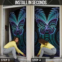 Suicide Prevention New Zealand Door Cover Aotearoa Maori Butterfly Mix Silver Fern LT14 - Polynesian Pride