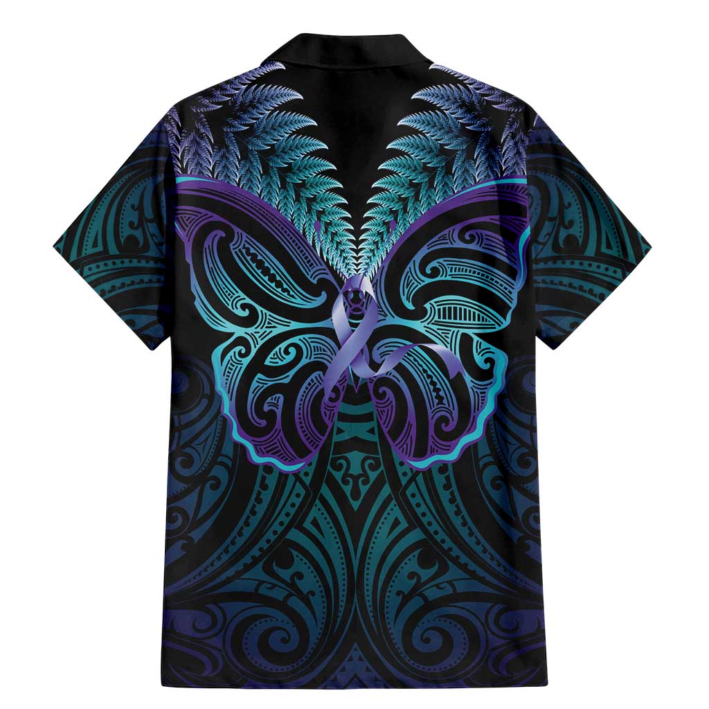 Suicide Prevention New Zealand Family Matching Mermaid Dress and Hawaiian Shirt Aotearoa Maori Butterfly Mix Silver Fern LT14 - Polynesian Pride