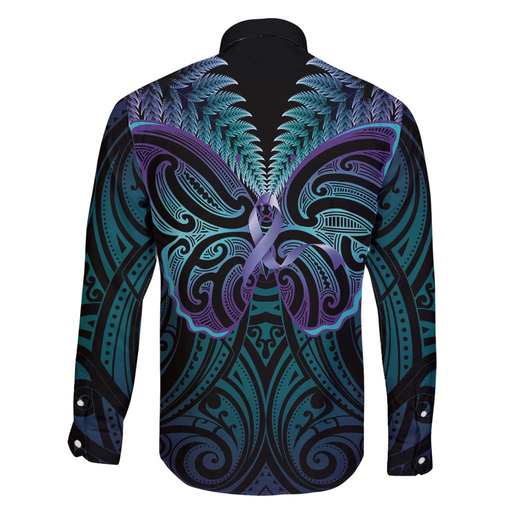 Suicide Prevention New Zealand Family Matching Off Shoulder Short Dress and Hawaiian Shirt Aotearoa Maori Butterfly Mix Silver Fern LT14 - Polynesian Pride