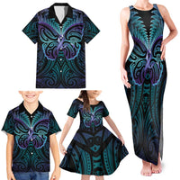 Suicide Prevention New Zealand Family Matching Tank Maxi Dress and Hawaiian Shirt Aotearoa Maori Butterfly Mix Silver Fern LT14 - Polynesian Pride