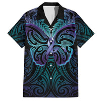 Suicide Prevention New Zealand Family Matching Tank Maxi Dress and Hawaiian Shirt Aotearoa Maori Butterfly Mix Silver Fern LT14 Dad's Shirt - Short Sleeve Black - Polynesian Pride