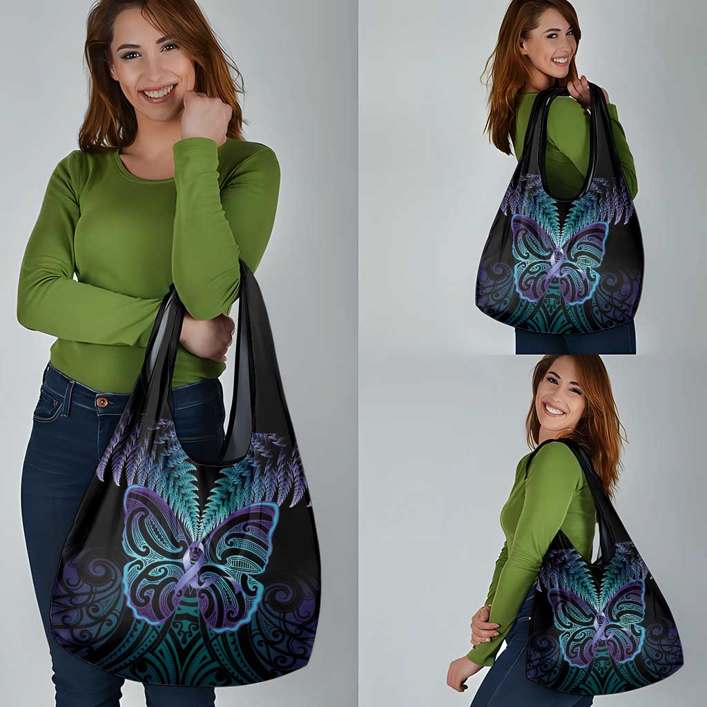 Suicide Prevention New Zealand Grocery Bag Aotearoa Maori Butterfly Mix Silver Fern LT14 - Polynesian Pride