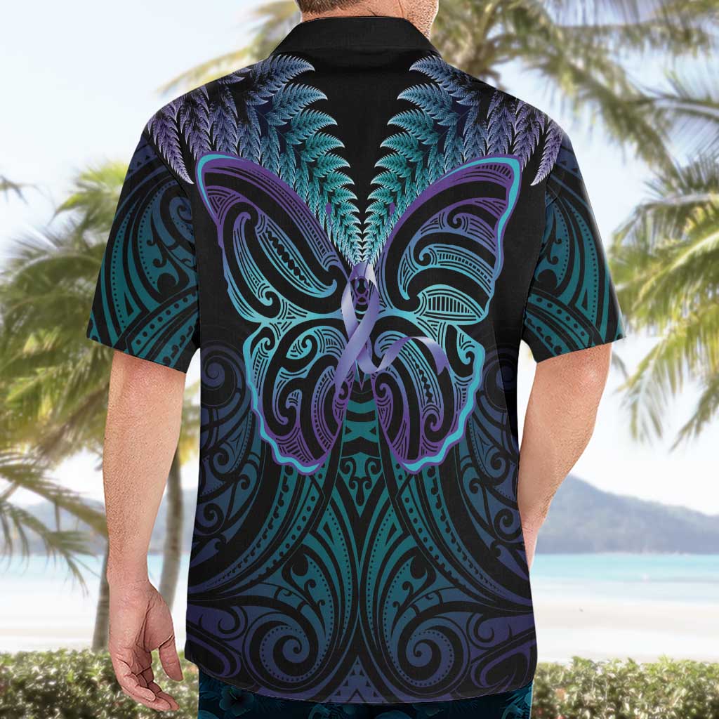 Suicide Prevention New Zealand Hawaiian Shirt Aotearoa Maori Butterfly Mix Silver Fern LT14 - Polynesian Pride