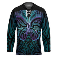 Suicide Prevention New Zealand Hockey Jersey Aotearoa Maori Butterfly Mix Silver Fern LT14 Unisex Black - Polynesian Pride