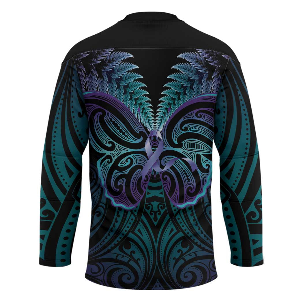 Suicide Prevention New Zealand Hockey Jersey Aotearoa Maori Butterfly Mix Silver Fern LT14 - Polynesian Pride