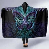 Suicide Prevention New Zealand Hooded Blanket Aotearoa Maori Butterfly Mix Silver Fern LT14 One Size Black - Polynesian Pride