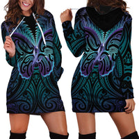 Suicide Prevention New Zealand Hoodie Dress Aotearoa Maori Butterfly Mix Silver Fern LT14 - Polynesian Pride