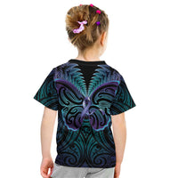 Suicide Prevention New Zealand Kid T Shirt Aotearoa Maori Butterfly Mix Silver Fern LT14 - Polynesian Pride