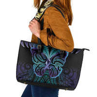 Suicide Prevention New Zealand Leather Tote Bag Aotearoa Maori Butterfly Mix Silver Fern LT14 Black - Polynesian Pride