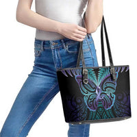 Suicide Prevention New Zealand Leather Tote Bag Aotearoa Maori Butterfly Mix Silver Fern LT14 - Polynesian Pride