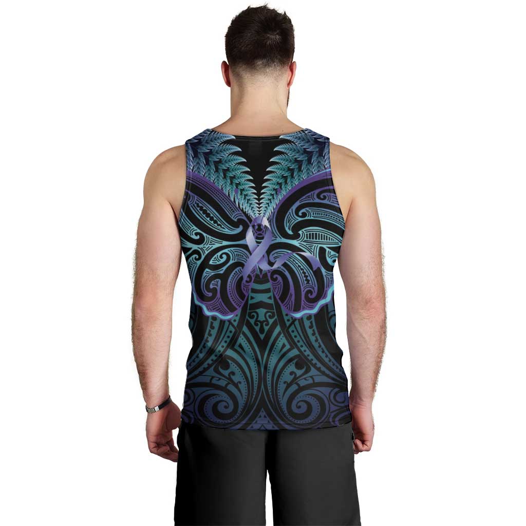 Suicide Prevention New Zealand Men Tank Top Aotearoa Maori Butterfly Mix Silver Fern LT14 - Polynesian Pride