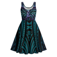 Suicide Prevention New Zealand Midi Dress Aotearoa Maori Butterfly Mix Silver Fern LT14 Black - Polynesian Pride