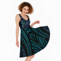 Suicide Prevention New Zealand Midi Dress Aotearoa Maori Butterfly Mix Silver Fern LT14 - Polynesian Pride