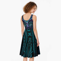 Suicide Prevention New Zealand Midi Dress Aotearoa Maori Butterfly Mix Silver Fern LT14 - Polynesian Pride