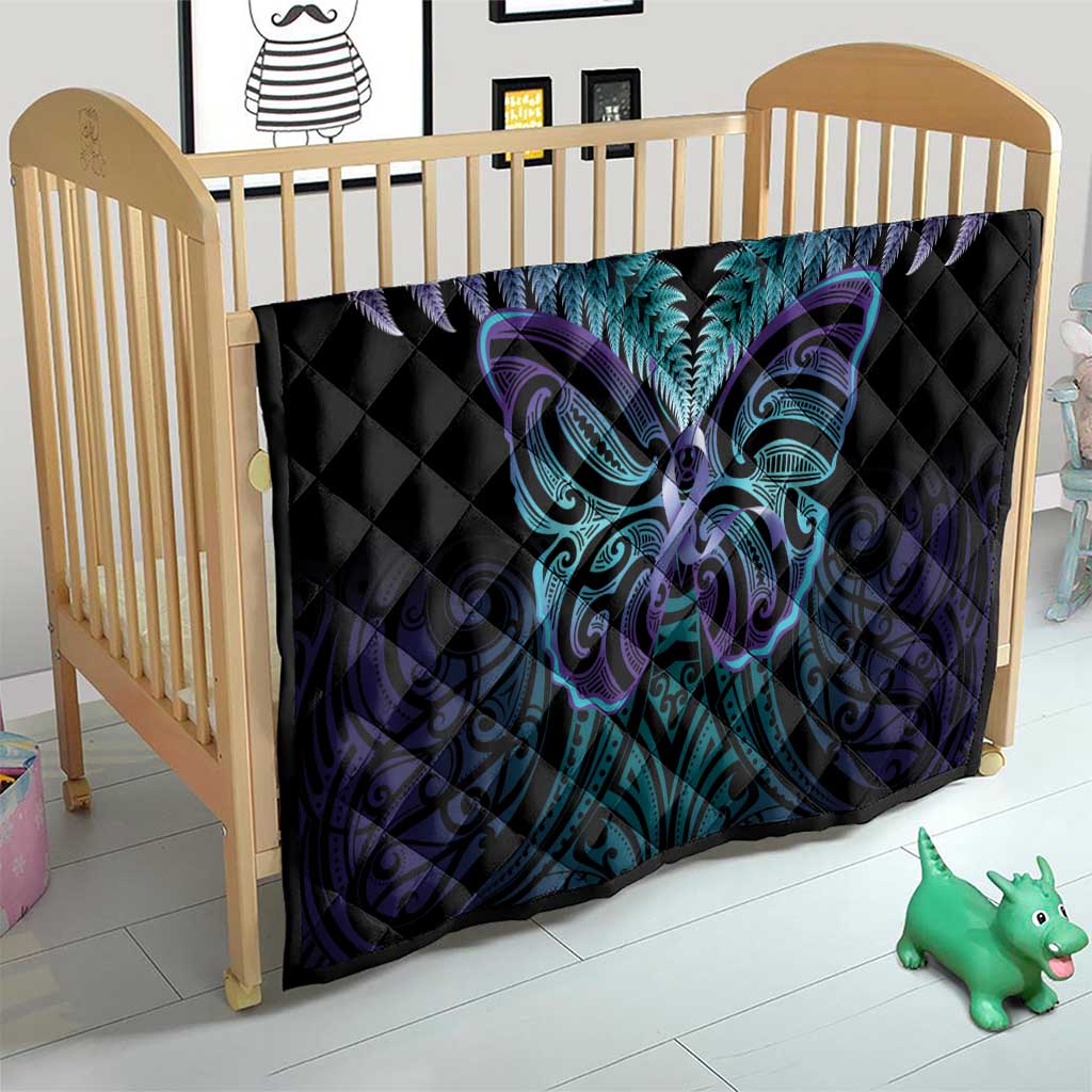 Suicide Prevention New Zealand Quilt Aotearoa Maori Butterfly Mix Silver Fern - Polynesian Pride