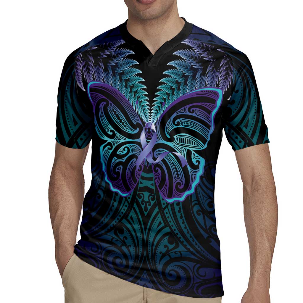 Suicide Prevention New Zealand Rugby Jersey Aotearoa Maori Butterfly Mix Silver Fern LT14 - Polynesian Pride