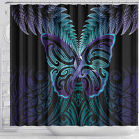 Suicide Prevention New Zealand Shower Curtain Aotearoa Maori Butterfly Mix Silver Fern LT14 - Polynesian Pride
