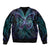 Suicide Prevention New Zealand Sleeve Zip Bomber Jacket Aotearoa Maori Butterfly Mix Silver Fern - Polynesian Pride