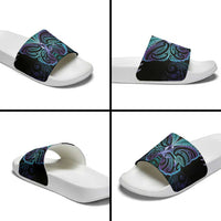 Suicide Prevention New Zealand Slide Sandals Aotearoa Maori Butterfly Mix Silver Fern LT14 - Polynesian Pride