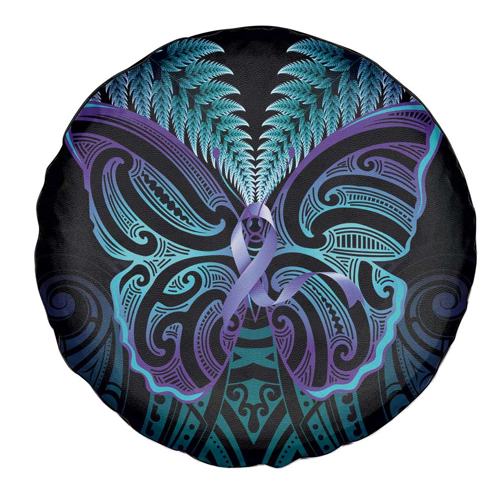 Suicide Prevention New Zealand Spare Tire Cover Aotearoa Maori Butterfly Mix Silver Fern LT14 - Polynesian Pride