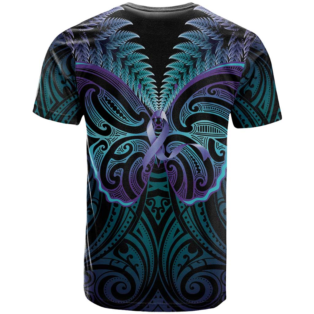 Suicide Prevention New Zealand T Shirt Aotearoa Maori Butterfly Mix Silver Fern LT14 - Polynesian Pride