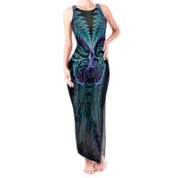 Suicide Prevention New Zealand Tank Maxi Dress Aotearoa Maori Butterfly Mix Silver Fern LT14 Women Black - Polynesian Pride
