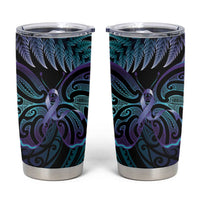 Suicide Prevention New Zealand Tumbler Cup Aotearoa Maori Butterfly Mix Silver Fern LT14 Black - Polynesian Pride