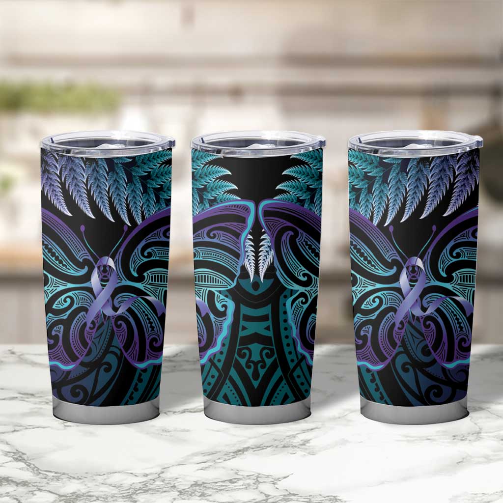 Suicide Prevention New Zealand Tumbler Cup Aotearoa Maori Butterfly Mix Silver Fern LT14 - Polynesian Pride