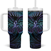 Suicide Prevention New Zealand Tumbler With Handle Aotearoa Maori Butterfly Mix Silver Fern LT14 One Size: 40 oz Black - Polynesian Pride