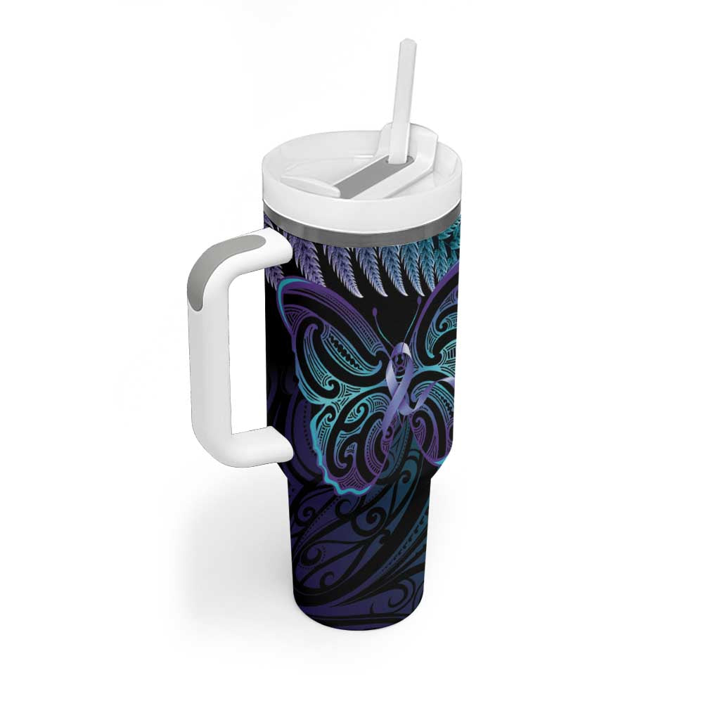 Suicide Prevention New Zealand Tumbler With Handle Aotearoa Maori Butterfly Mix Silver Fern LT14 - Polynesian Pride