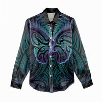 Suicide Prevention New Zealand Women Casual Shirt Aotearoa Maori Butterfly Mix Silver Fern - Polynesian Pride
