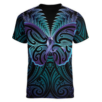 Suicide Prevention New Zealand Women V-Neck T-Shirt Aotearoa Maori Butterfly Mix Silver Fern LT14 - Polynesian Pride