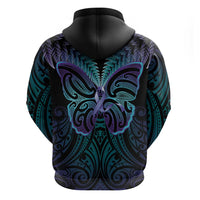 Suicide Prevention New Zealand Zip Hoodie Aotearoa Maori Butterfly Mix Silver Fern LT14 - Polynesian Pride