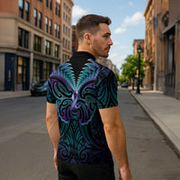 Suicide Prevention New Zealand Zipper Polo Shirt Aotearoa Maori Butterfly Mix Silver Fern LT14 - Polynesian Pride