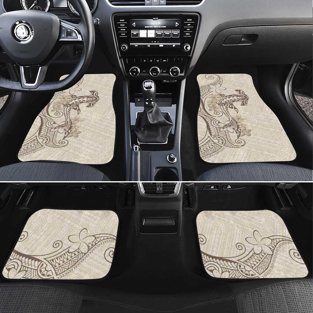 Beige Hawaii Car Mats Hammerhead Shark Tattoo Curve Polynesian LT14 Set 4pcs Beige - Polynesian Pride