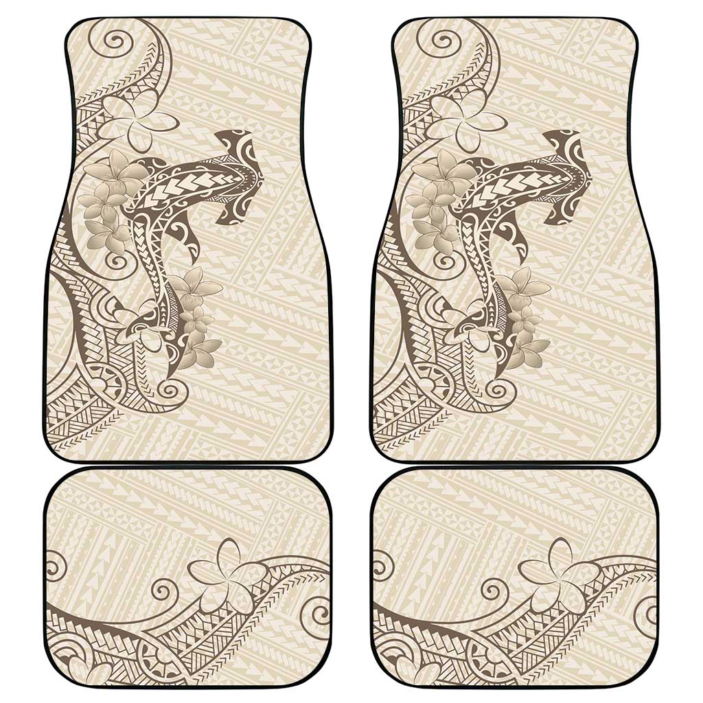 Beige Hawaii Car Mats Hammerhead Shark Tattoo Curve Polynesian LT14 - Polynesian Pride