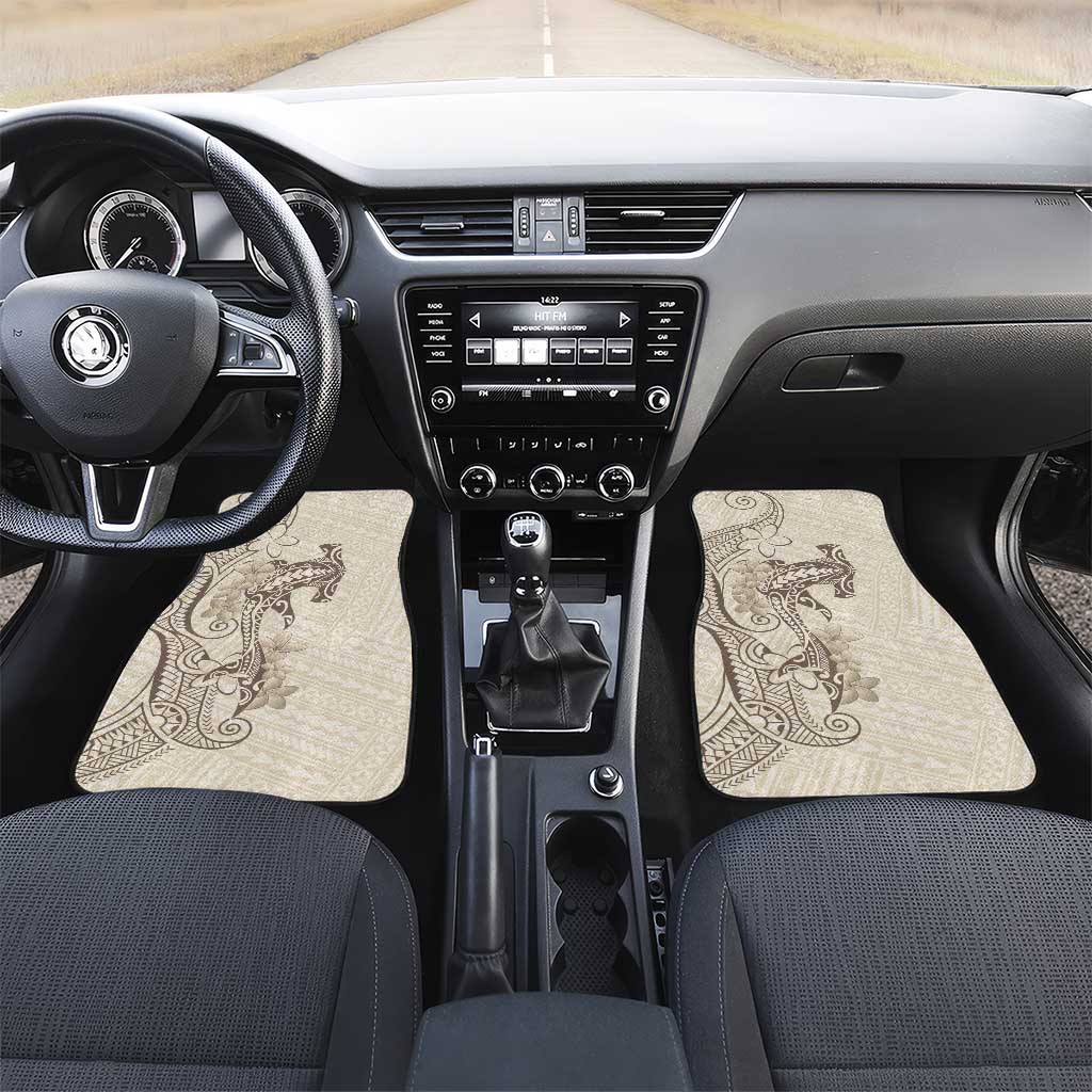 Beige Hawaii Car Mats Hammerhead Shark Tattoo Curve Polynesian LT14 Set 2pcs - Front Beige - Polynesian Pride